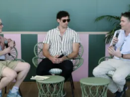 Why You Should Be Using Leverage to Build Portfolio Resiliency Dave Nadig, Chris Ward, and Corey Hoffstein discuss strategies on sitting in rattan chairs on stage.